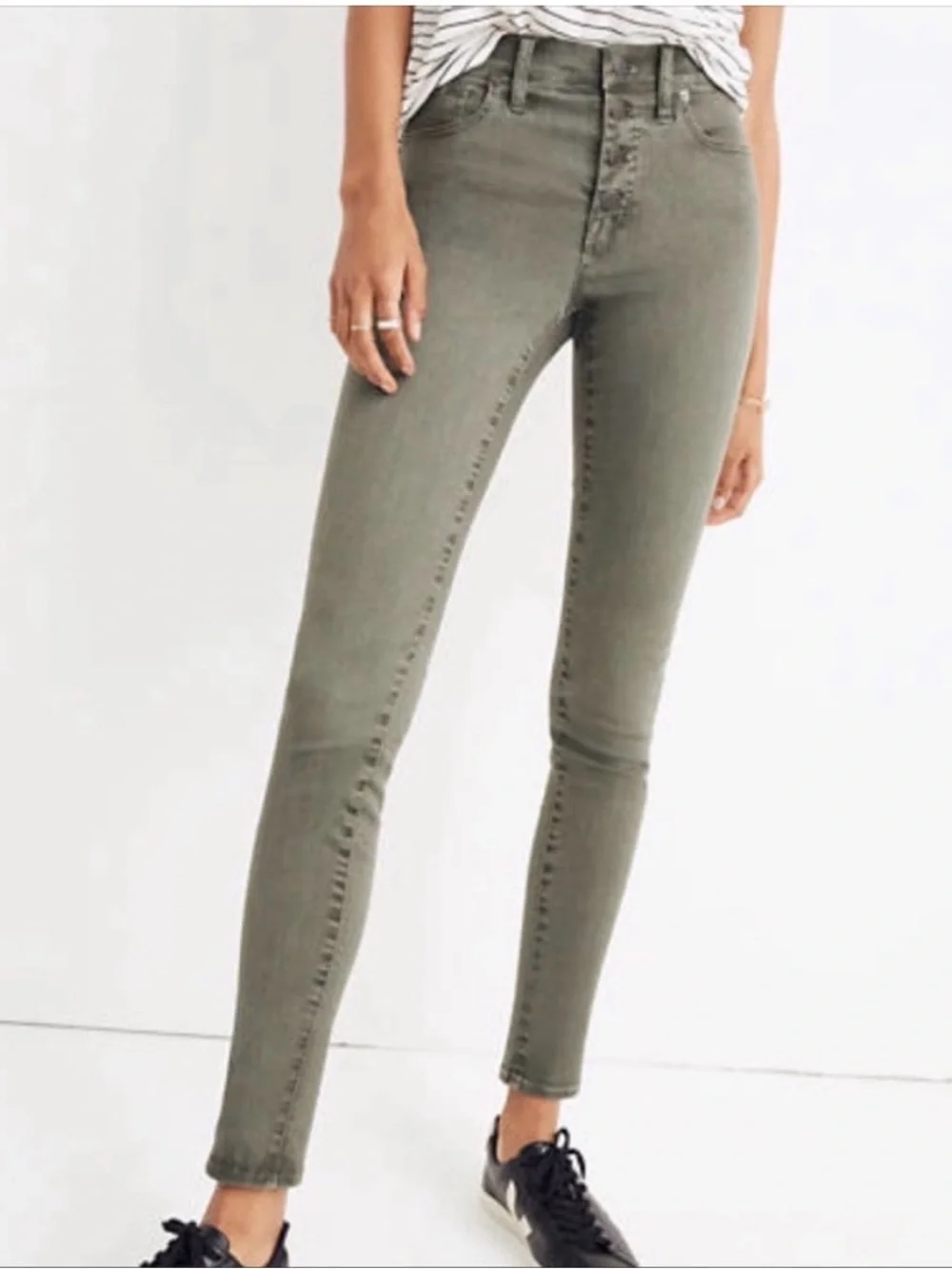 Madewell 9” High Rise Skinny Green Sz 27P